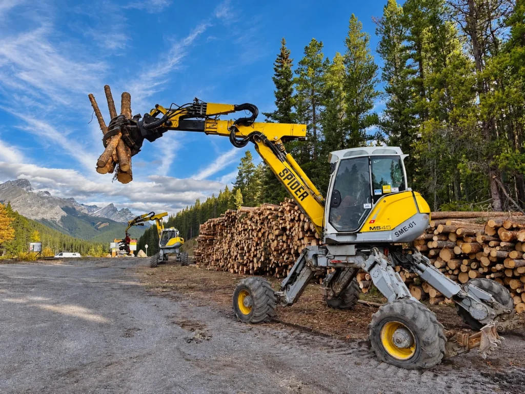 Spider Excavators Log Handling